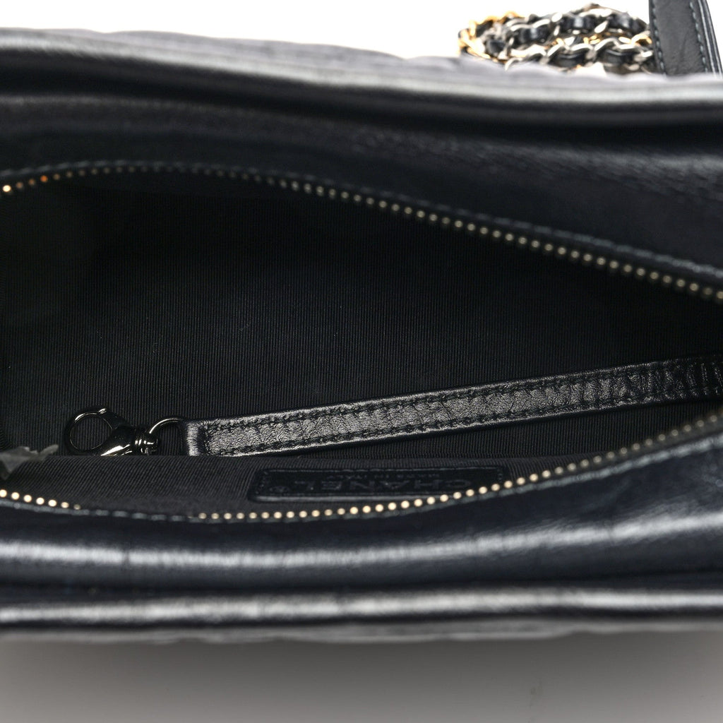 Aged Calfskin CC Quilted Small Gabrielle Hobo Black