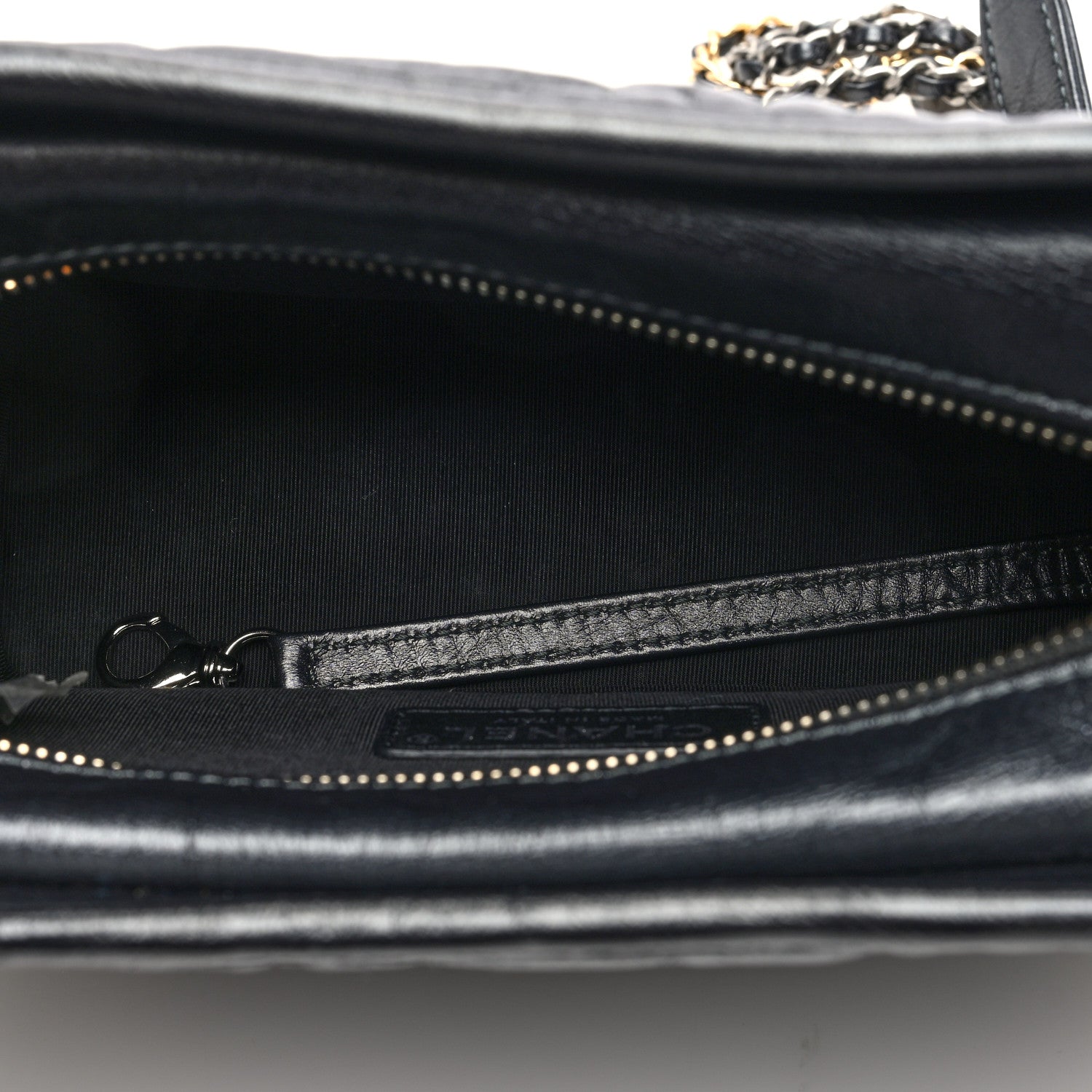 Aged Calfskin CC Quilted Small Gabrielle Hobo Black