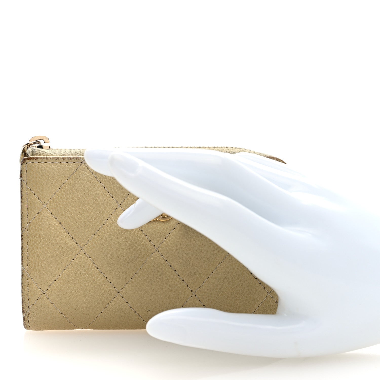 Caviar Quilted Zipped Key Holder Case Light Green