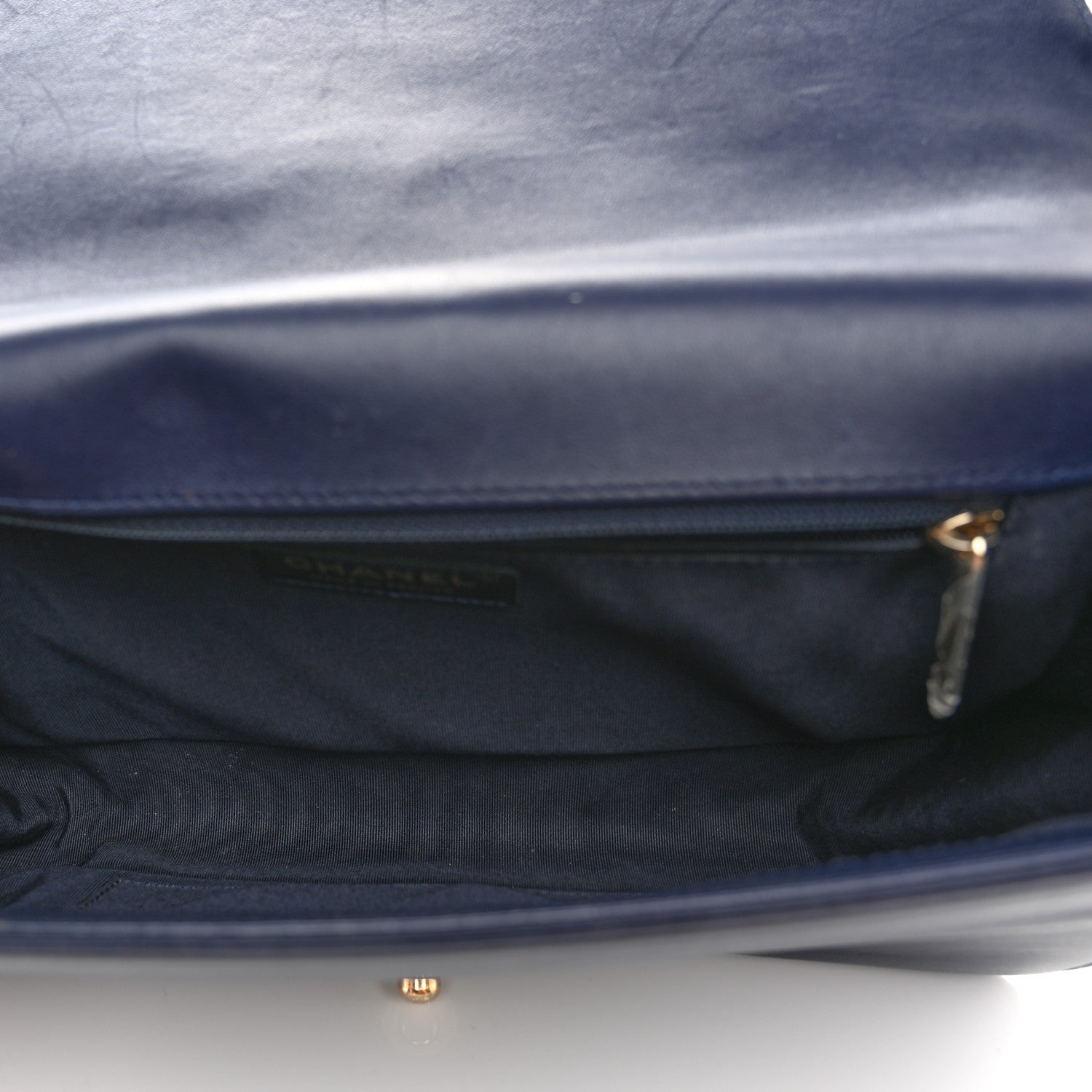 Lambskin Quilted New Medium Boy Flap Dark Navy Blue
