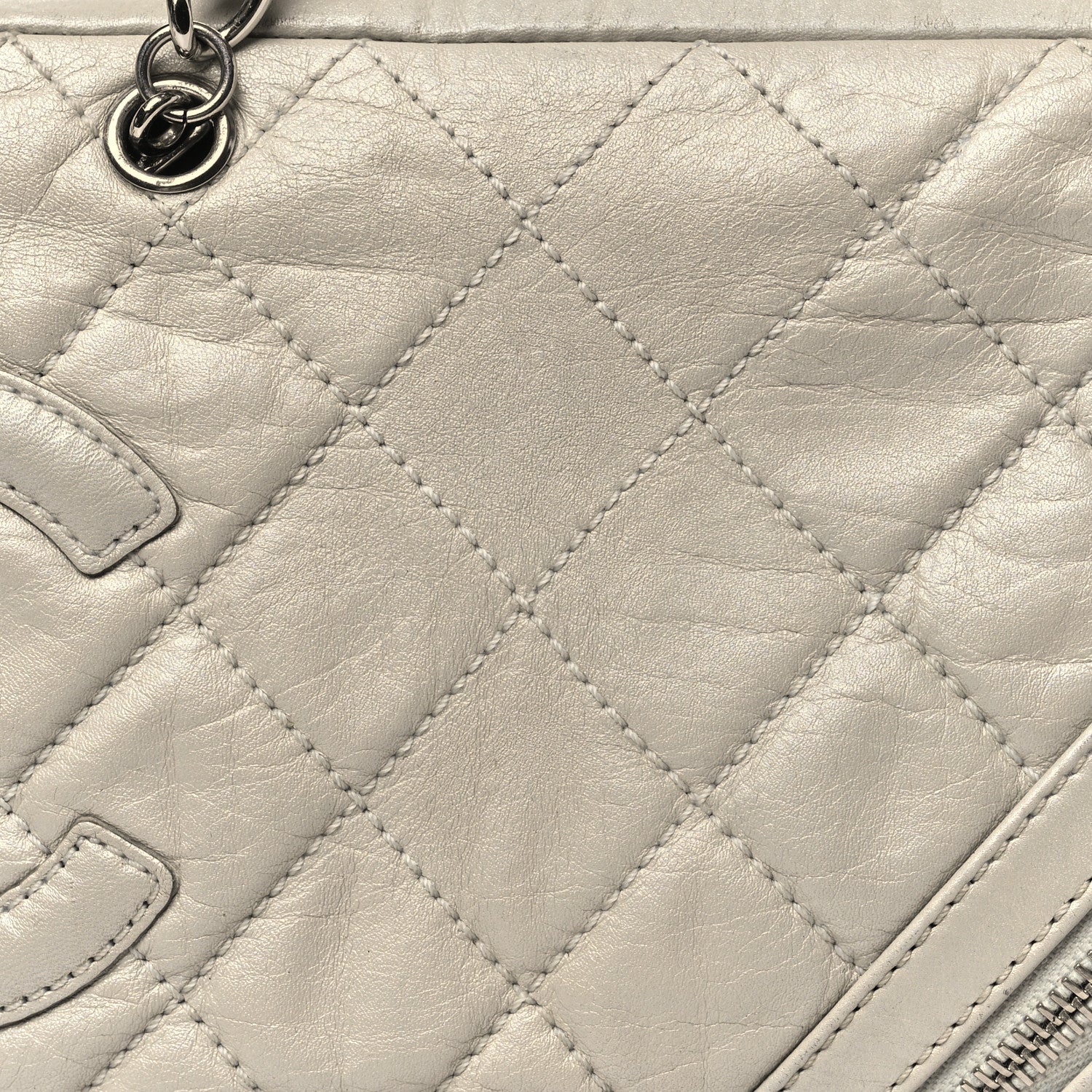 Aged Calfskin Quilted Cotton Club Bowler Pearl