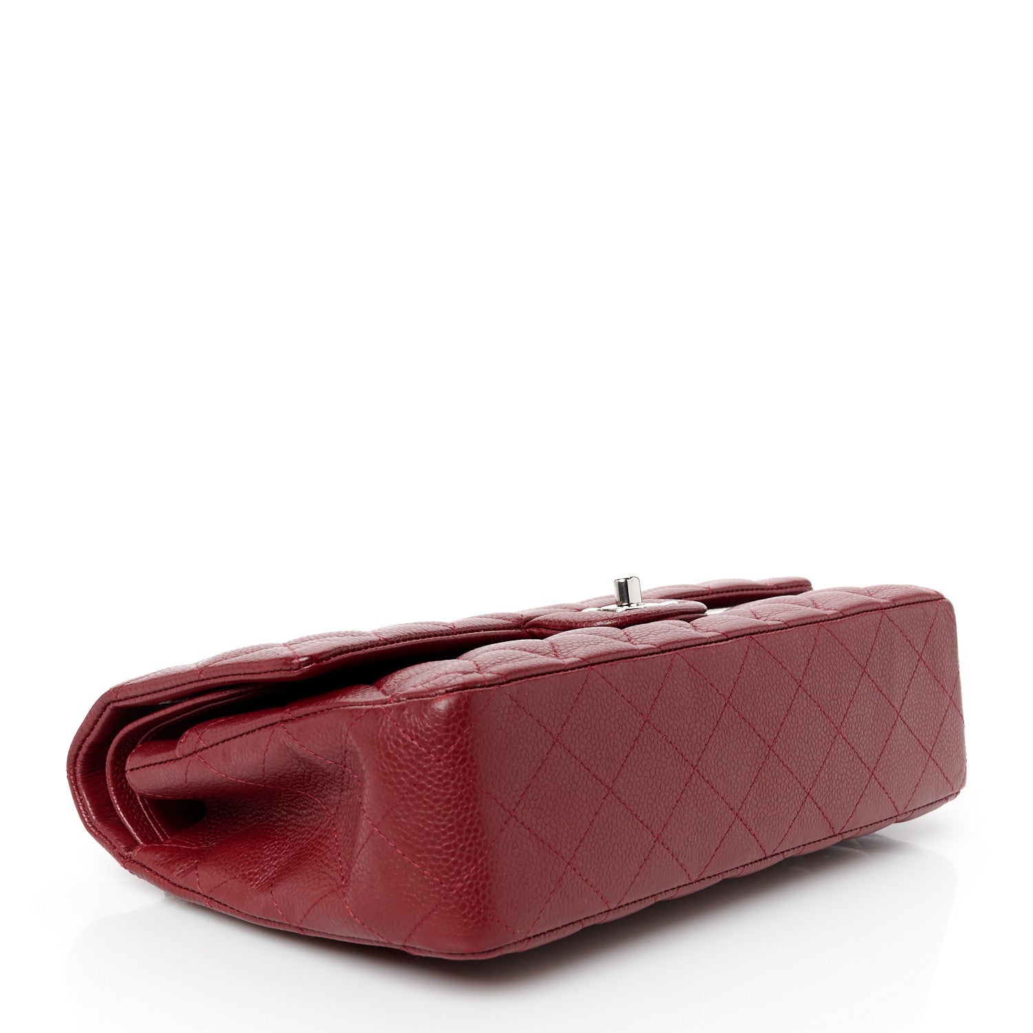 Caviar Quilted Medium Double Flap Red