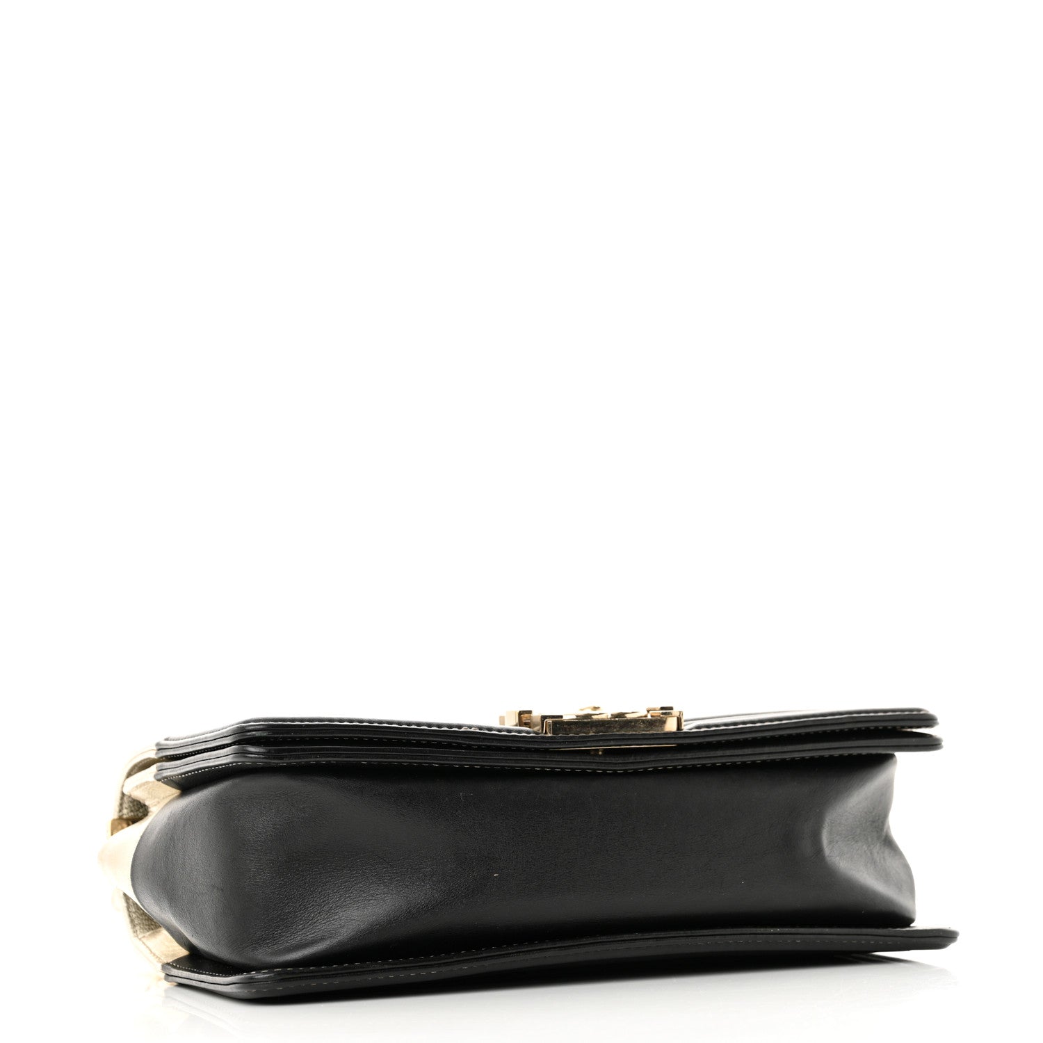 Metallic Goatskin Calfskin Medium Boy Flap Gold Black