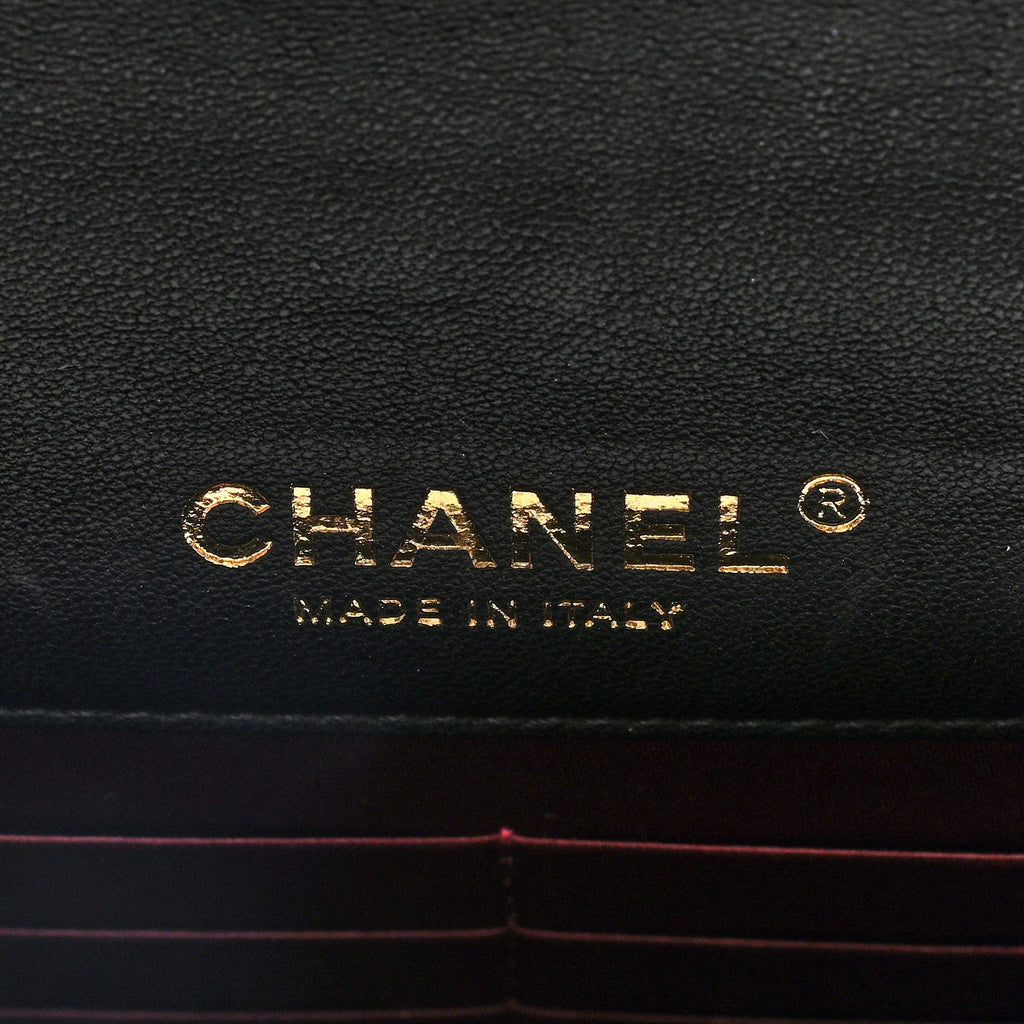 Lambskin Quilted Golden Class Wallet on Chain WOC Black