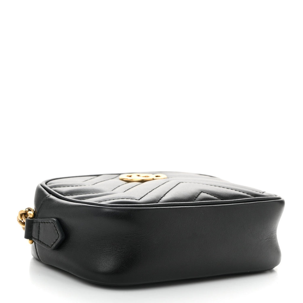 Calfskin Matelasse Mini GG Marmont Chain Shoulder Bag Black