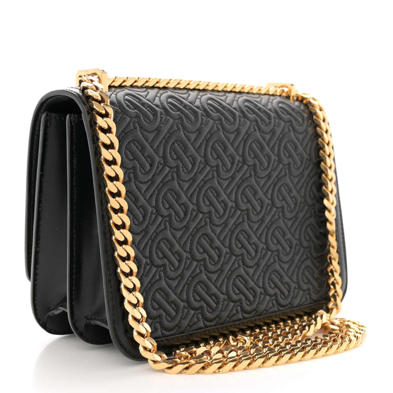 Calfskin Monogram Embossed Small TB Chain Bag Black