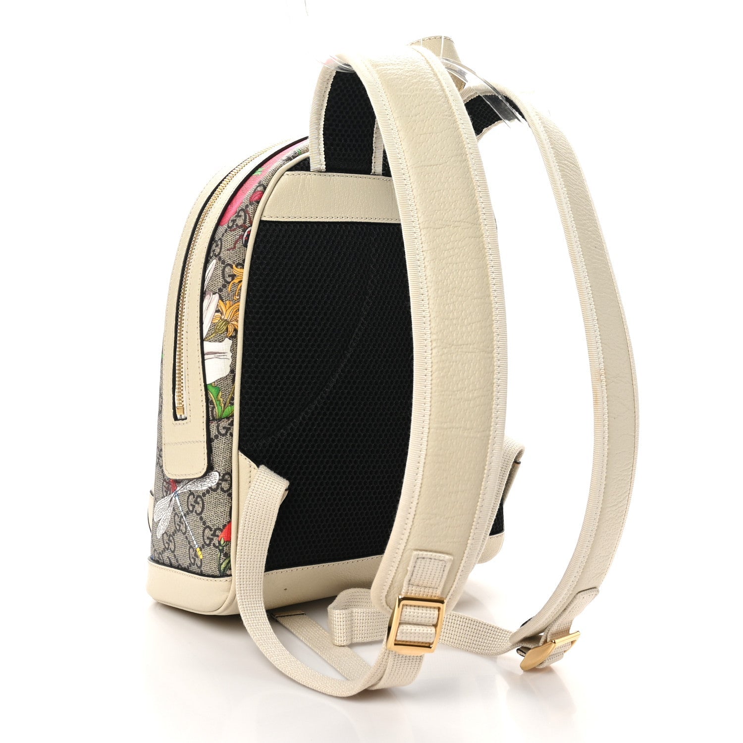 GG Supreme Monogram Flora Web Small Ophidia Day Backpack White