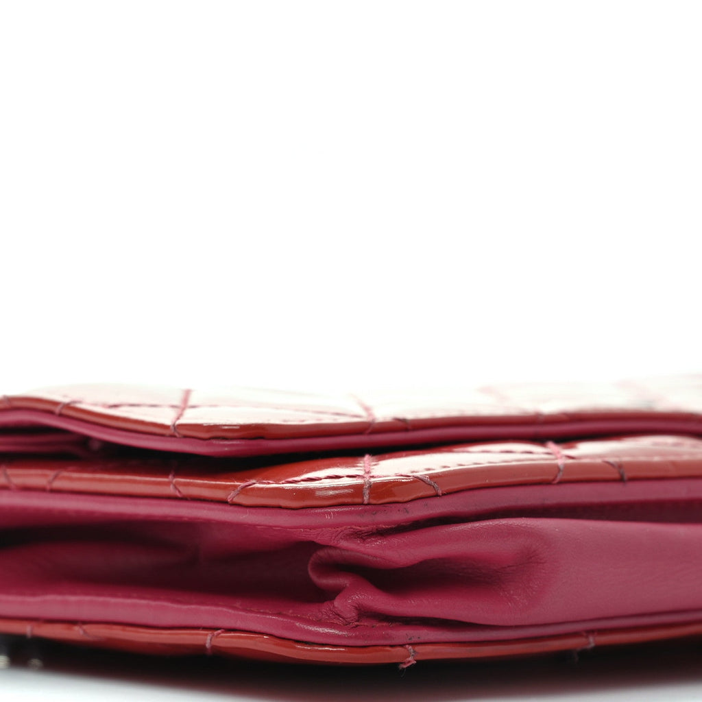Patent Calfskin Quilted Wallet On Chain WOC Pink