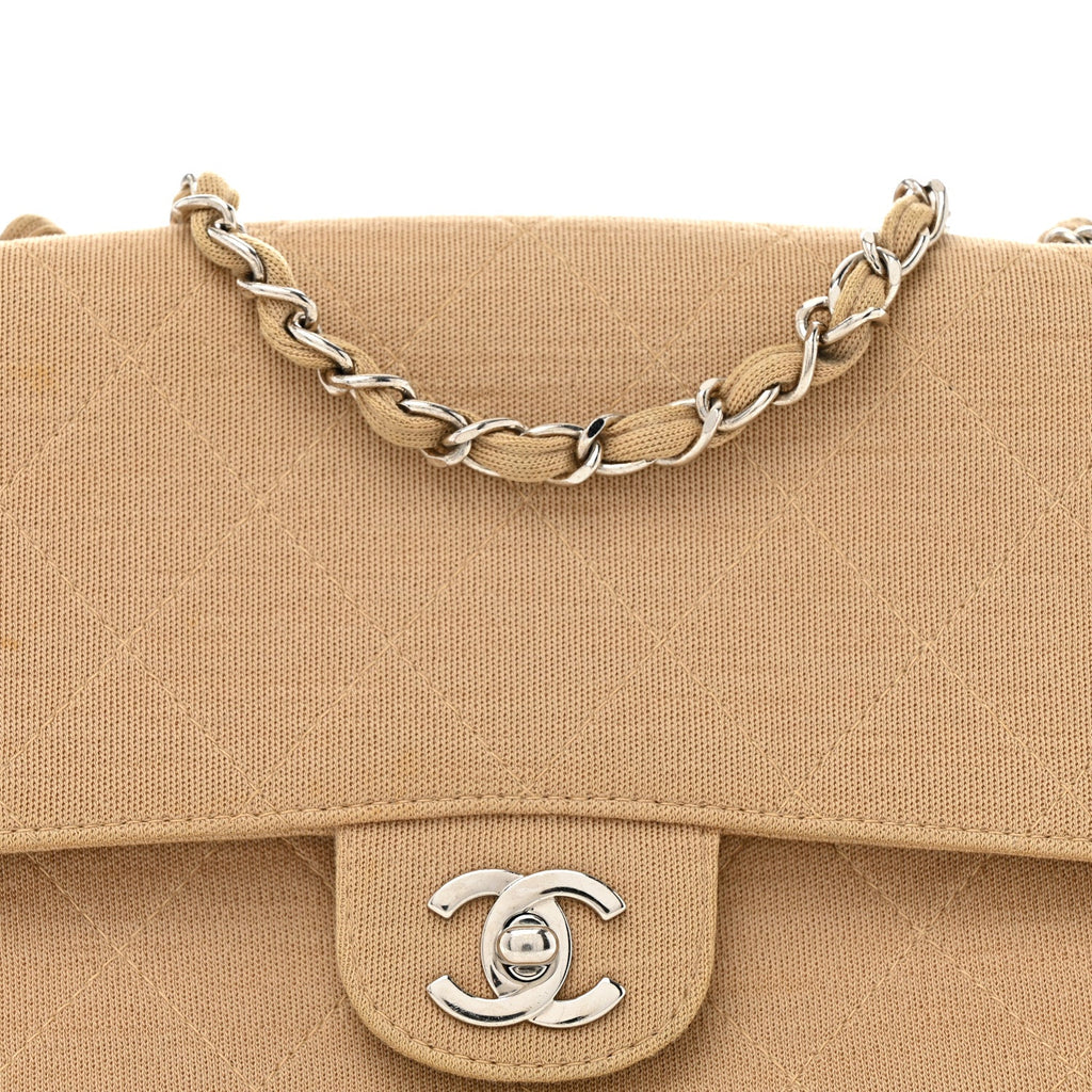 Jersey Quilted Medium Single Flap Beige