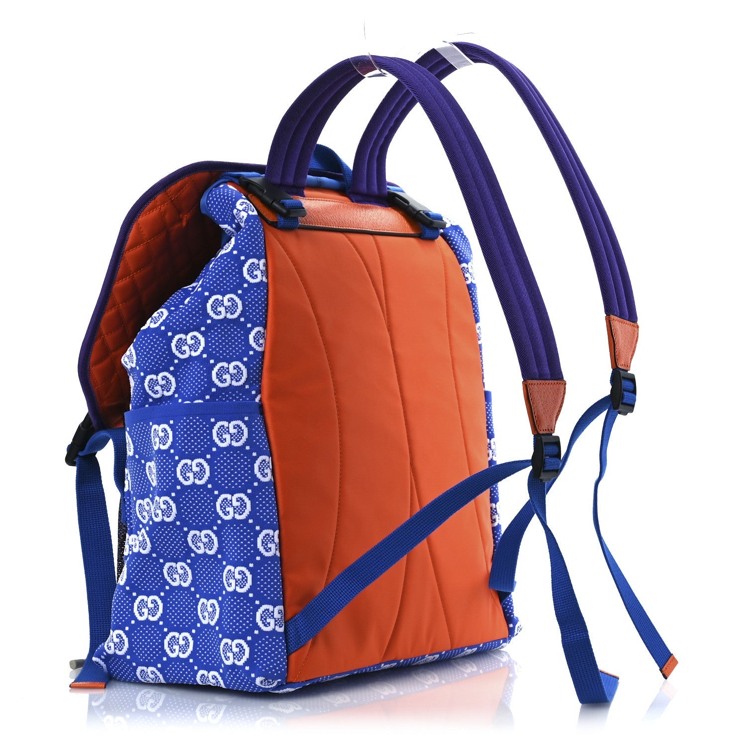 Jersey GG Monogram All Over Pan Sport Double Buckle Backpack  Blue Multicolor