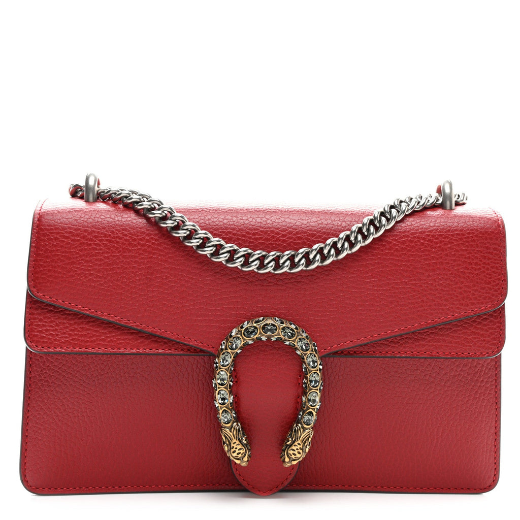 Dollar Calfskin Swarovski Crystal Small Dionysus Shoulder Bag Hibiscus Red