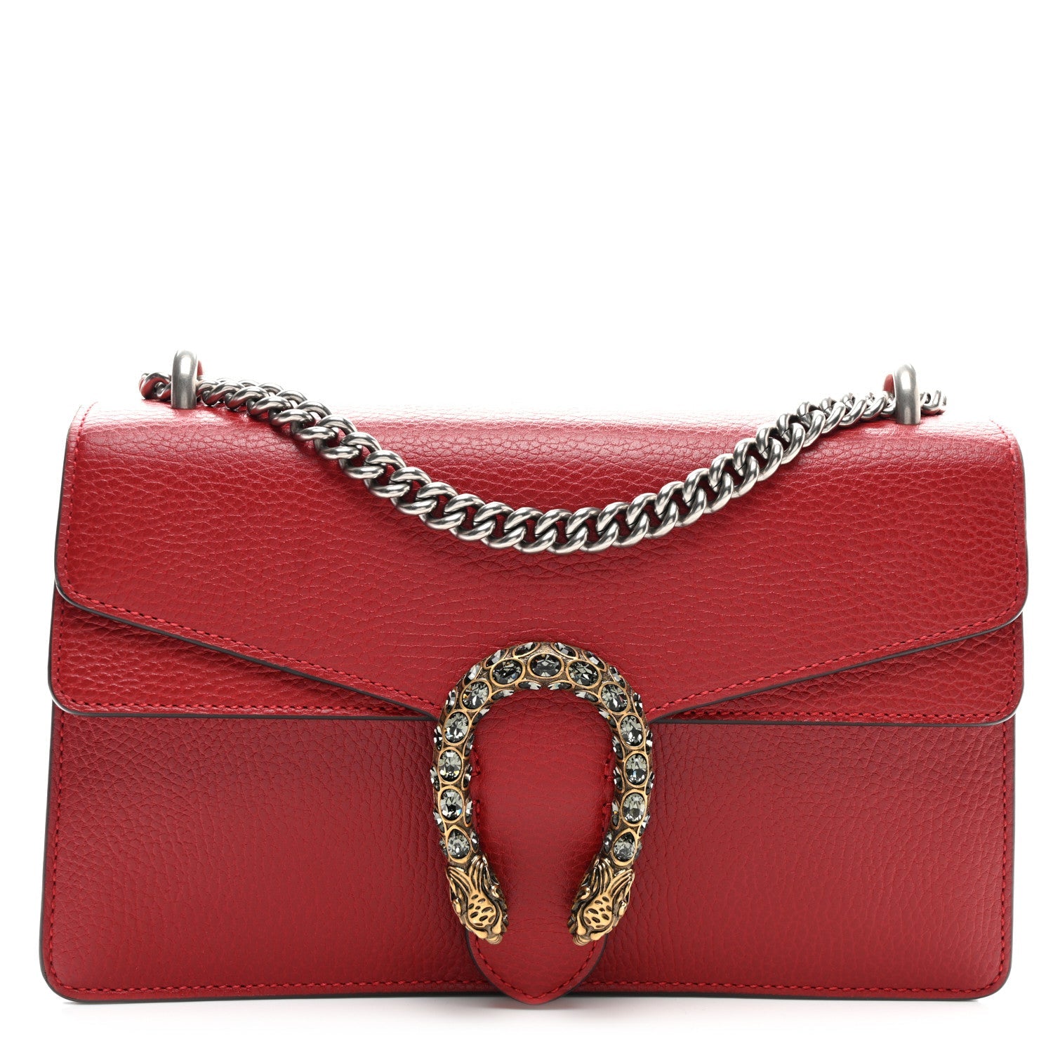 Dollar Calfskin Swarovski Crystal Small Dionysus Shoulder Bag Hibiscus Red