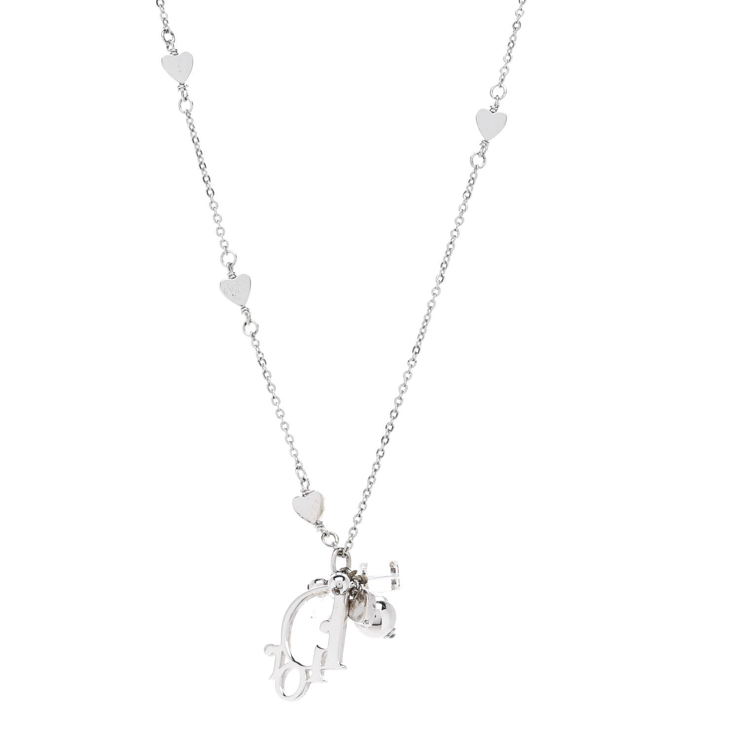 Metal Lily Charm Necklace Silver