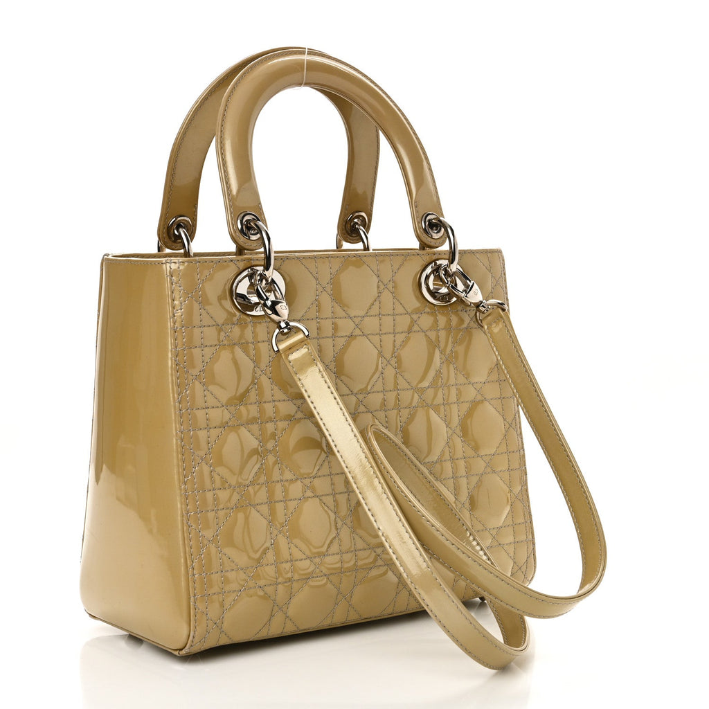 Patent Cannage Medium Lady Dior Grey