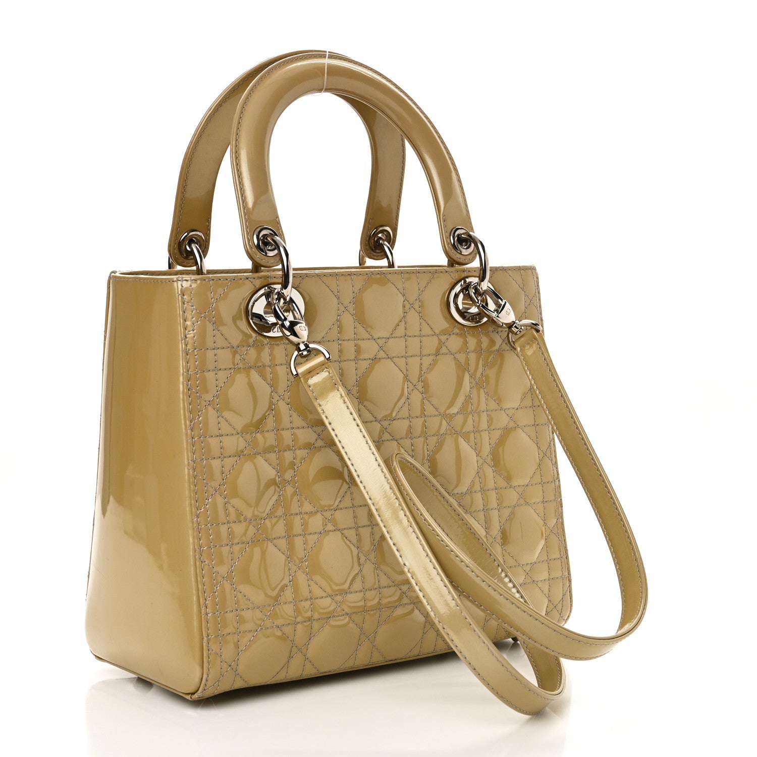 Patent Cannage Medium Lady Dior Grey