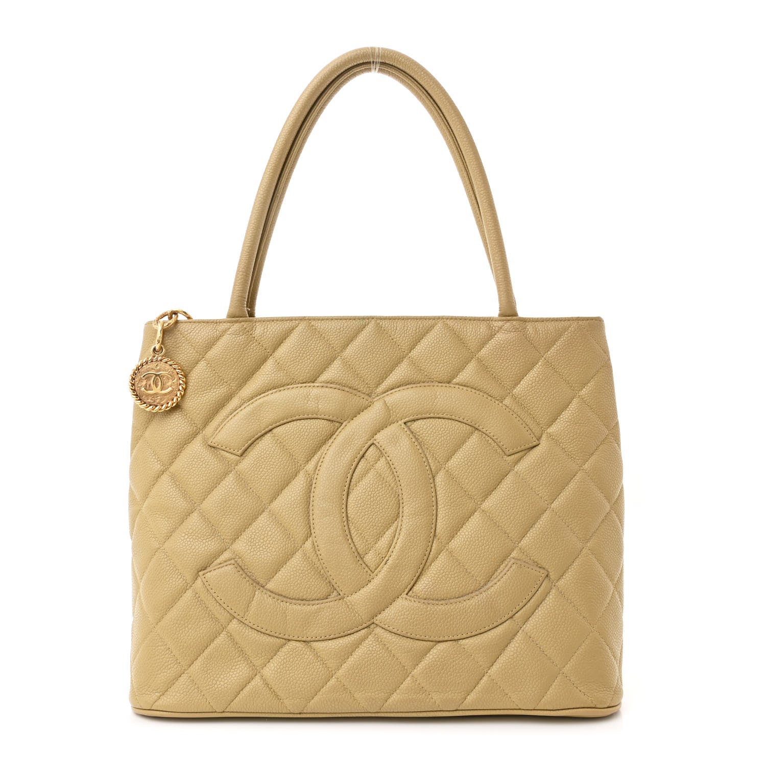 Caviar Quilted Medallion Tote Beige