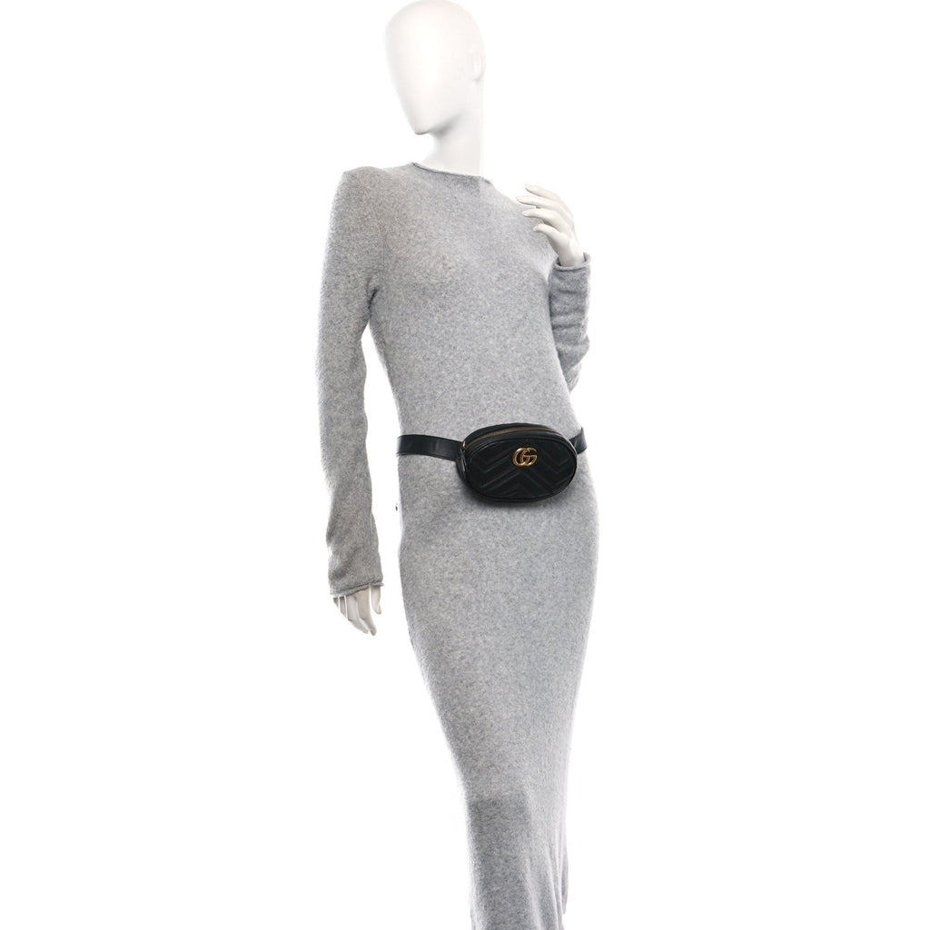 Calfskin Matelasse GG Marmont Belt Bag 65 Black