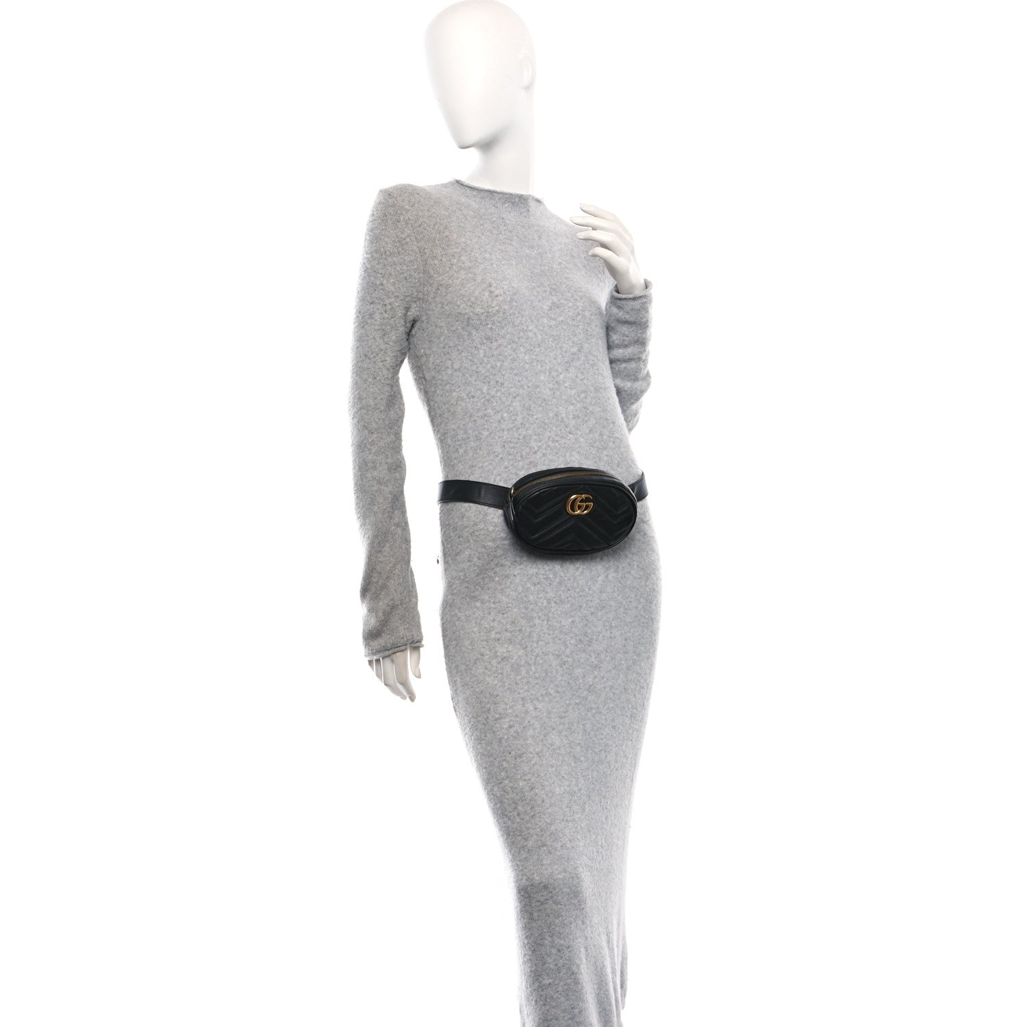 Calfskin Matelasse GG Marmont Belt Bag 65 Black