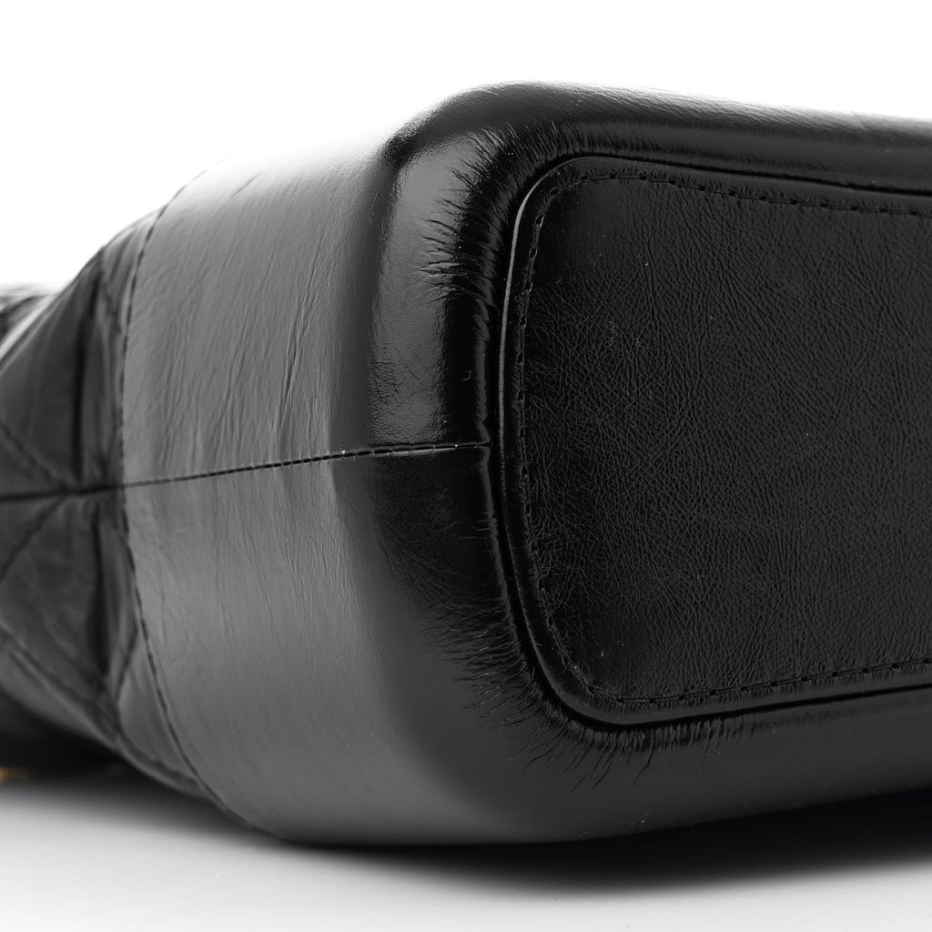Aged Calfskin Quilted Medium Gabrielle Hobo Black