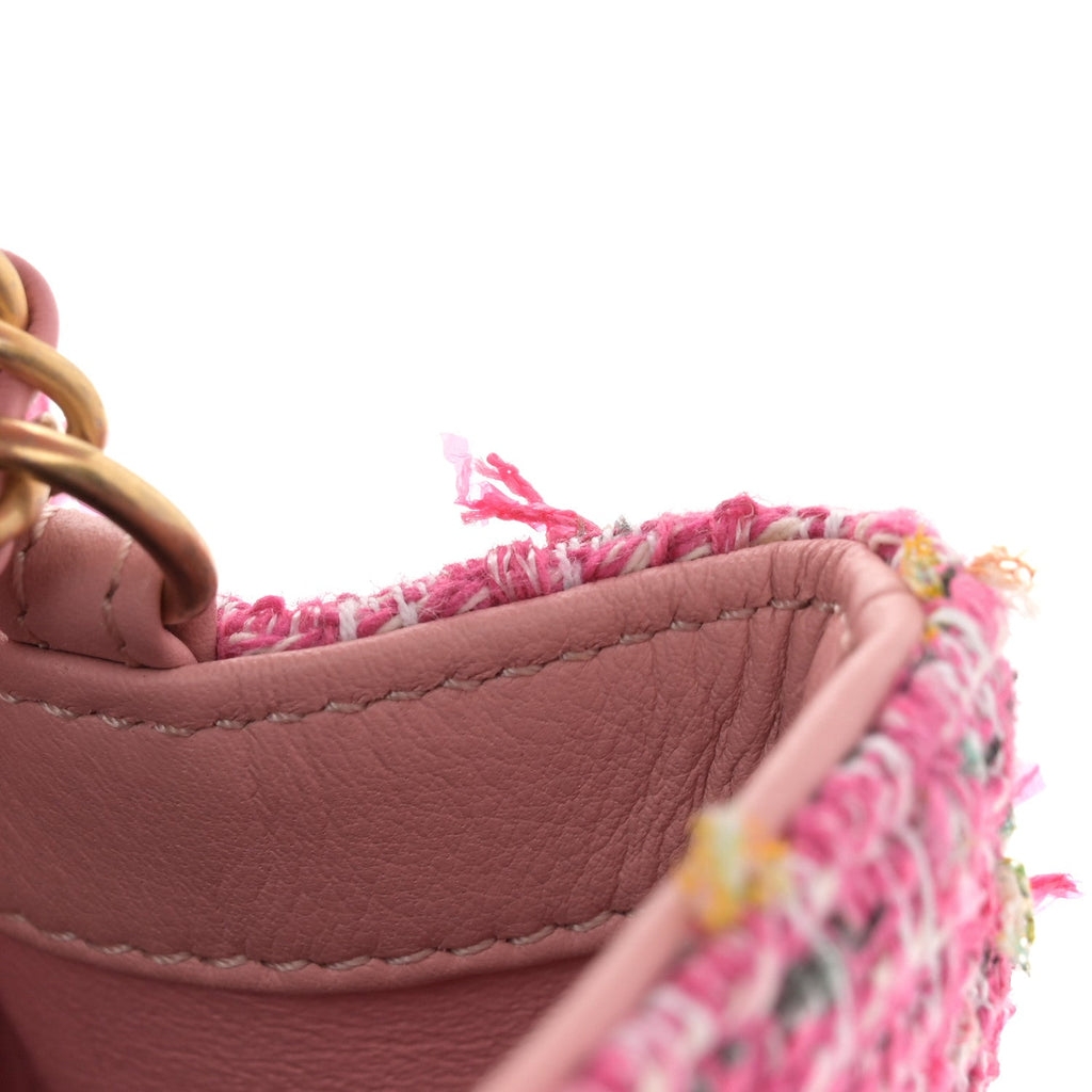 Tweed Lambskin Quilted Small CC Filigree Flap Pink