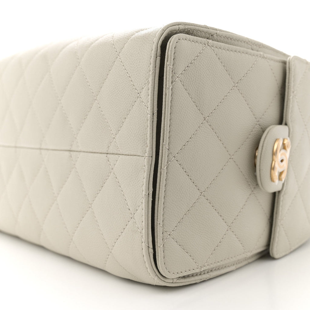 Caviar Quilted Small Chanel 25 Handbag Light Grey