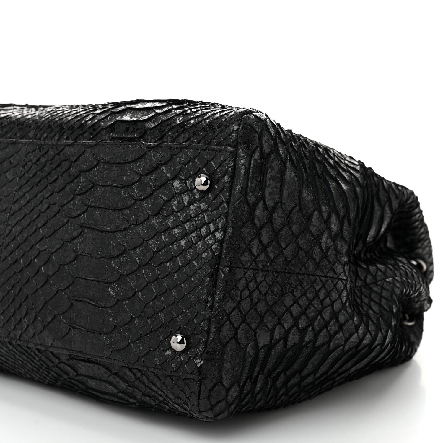 Snakeskin Accordion Tote Black