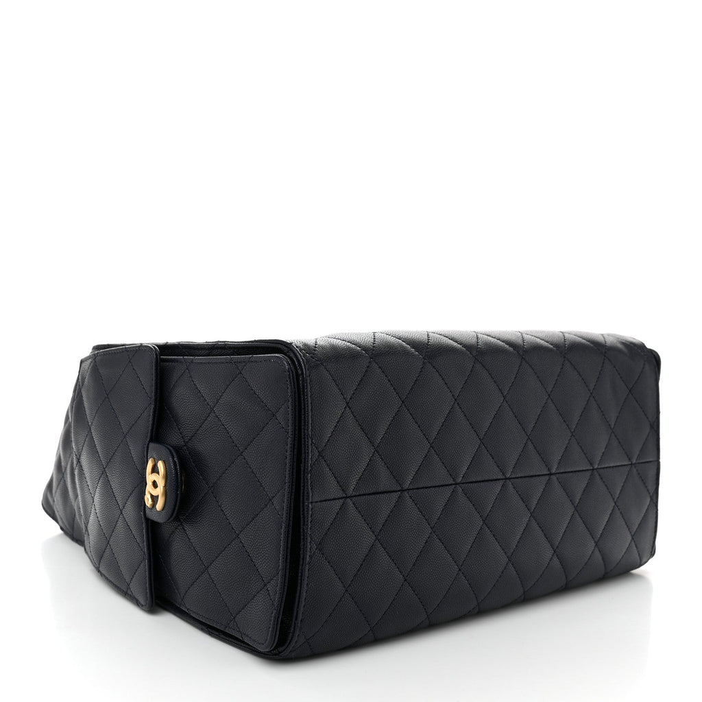 Caviar Quilted Medium Chanel 25 Handbag Dark Navy