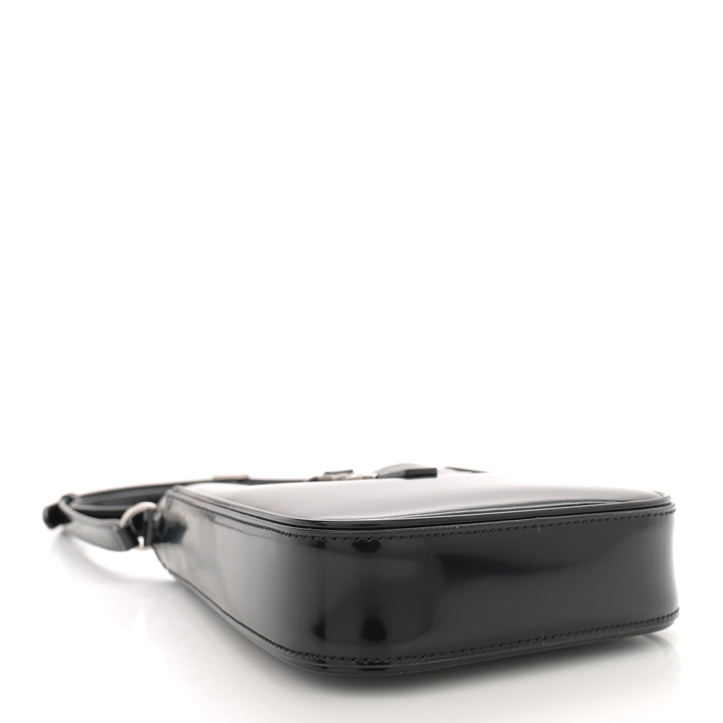 Patent Calfskin Mini Le 5 A 7 Vertical Hobo Black
