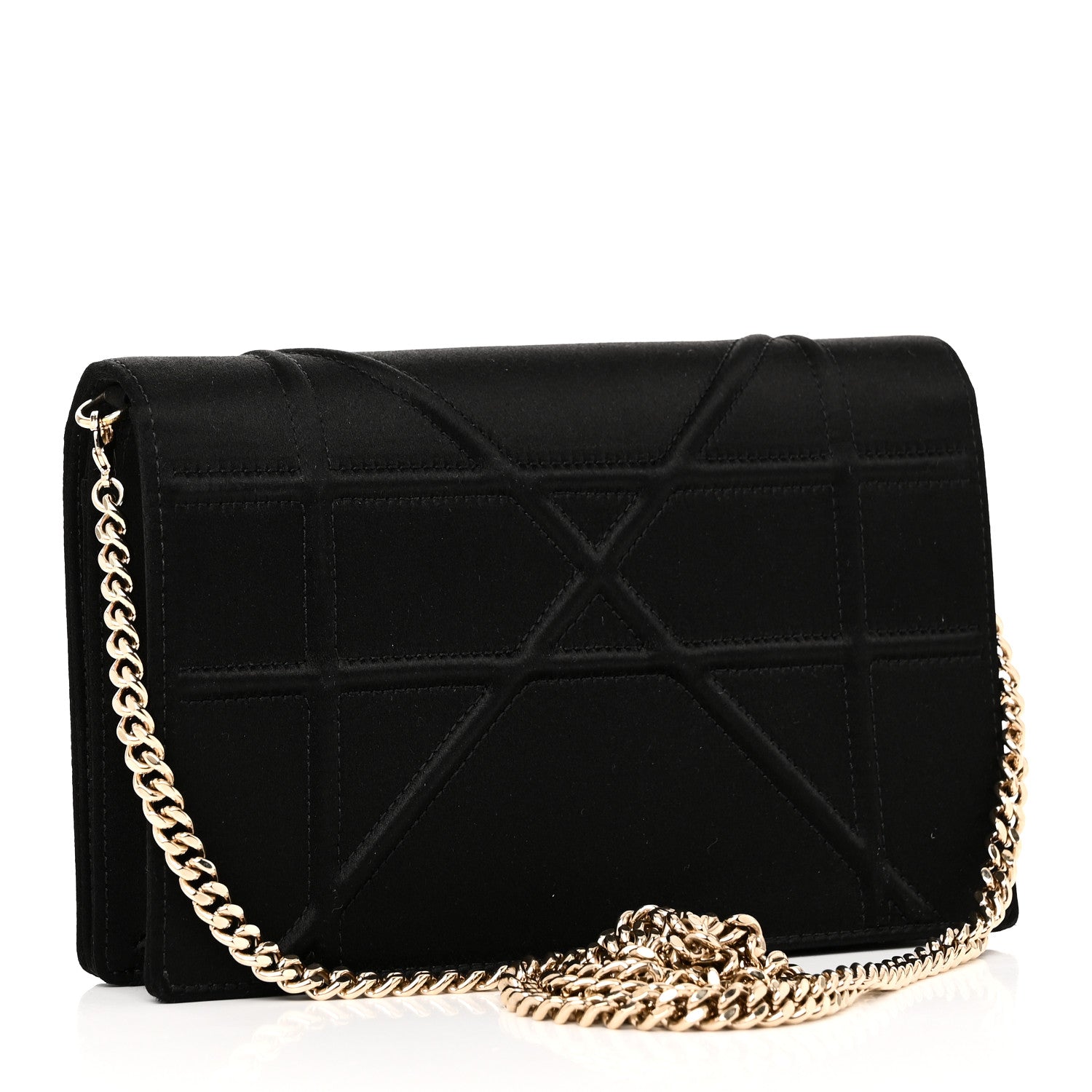 Satin Diorama Wallet on Chain Pouch Black