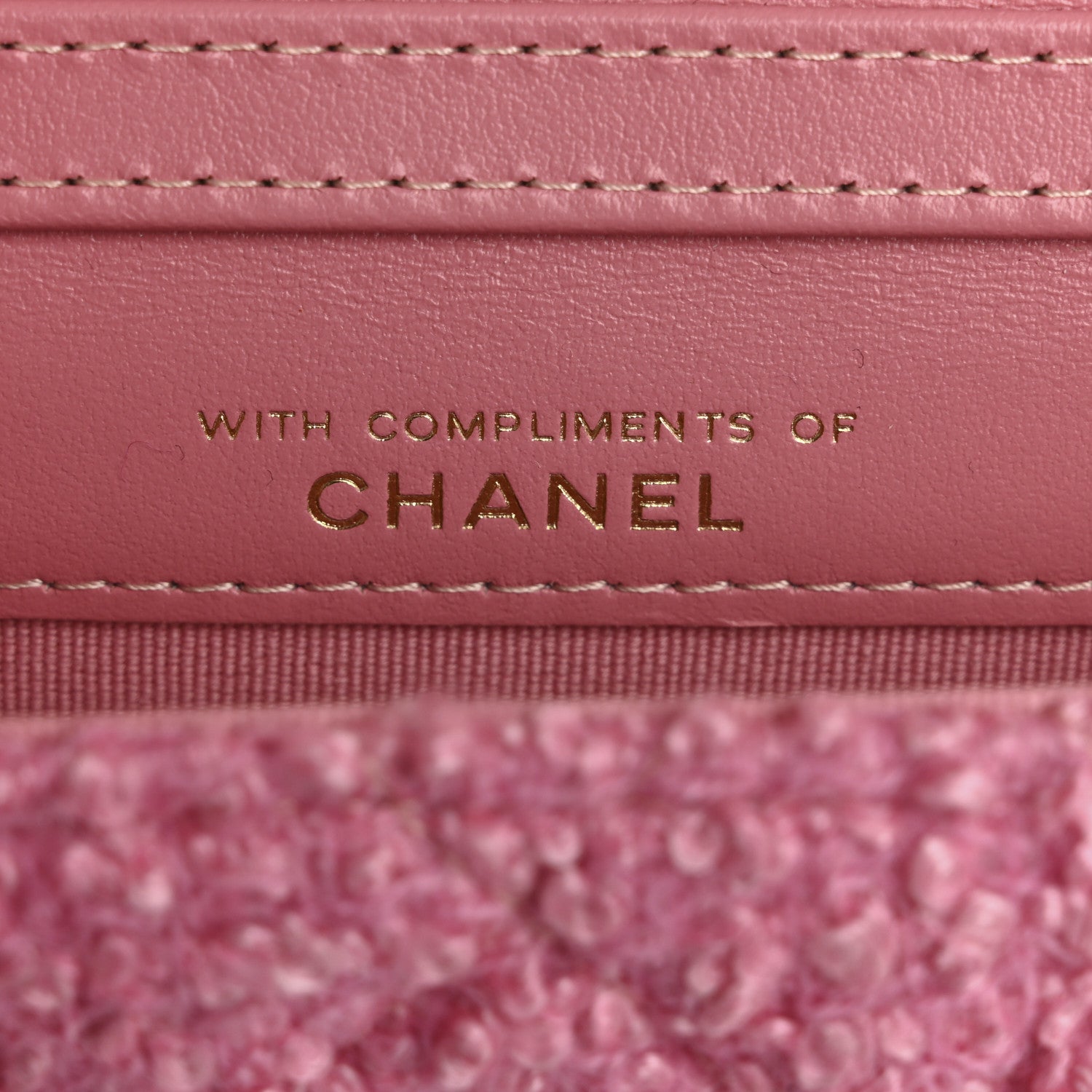 Tweed Quilted Flap Chain Waist Bag Pink