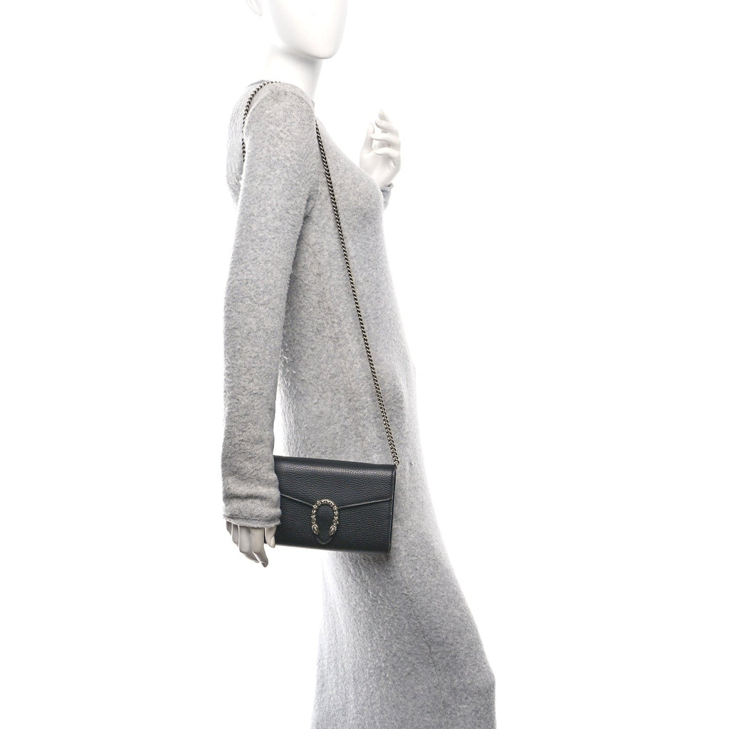 Calfskin Mini Dionysus Chain Wallet Black
