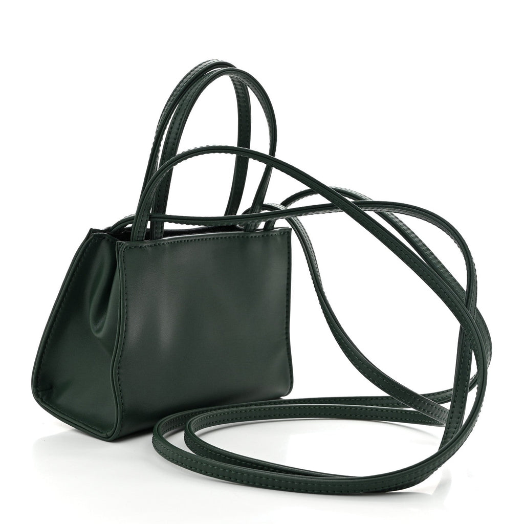 Vegan Leather Small Shopping Bag Dark Olive
