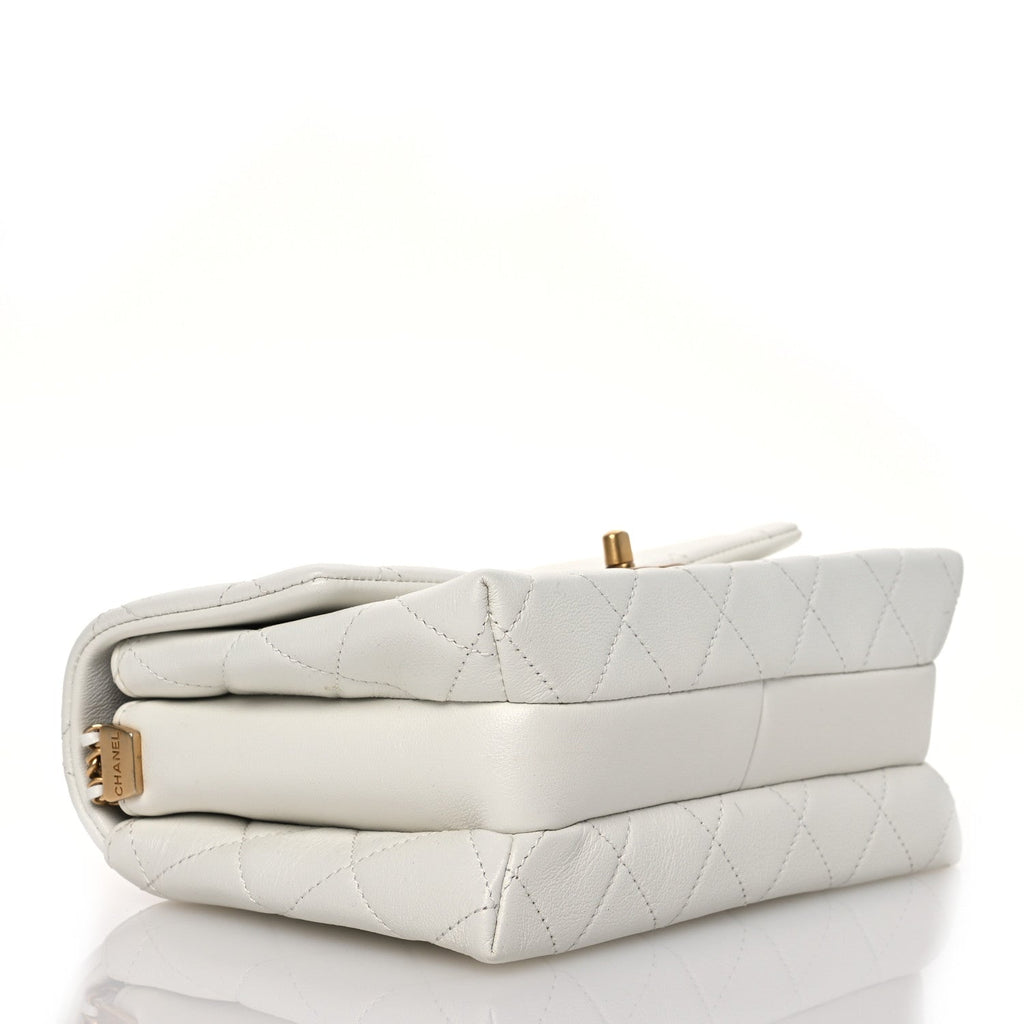 Calfskin Quilted Mini Chain Strap Flap White