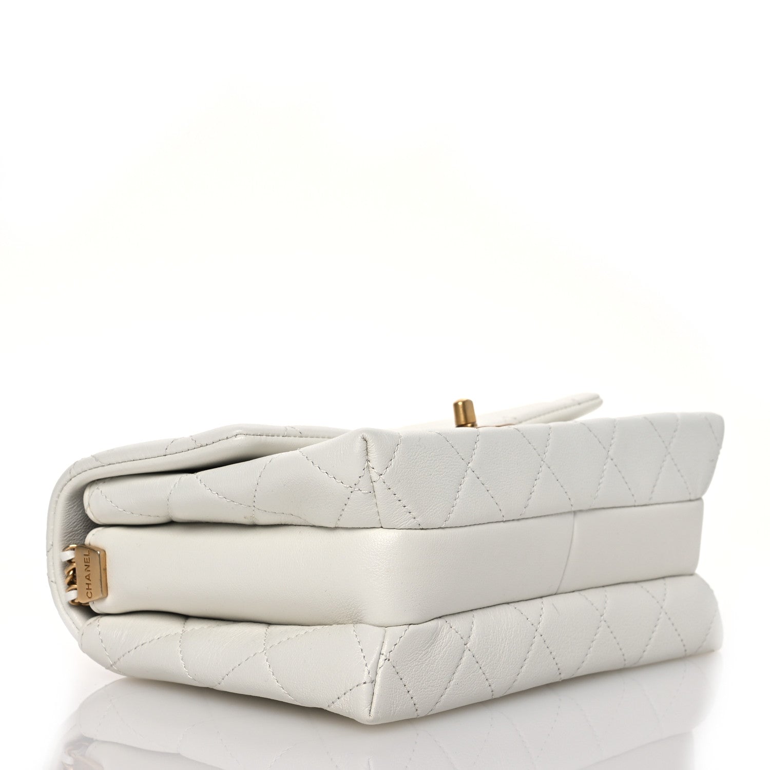 Calfskin Quilted Mini Chain Strap Flap White