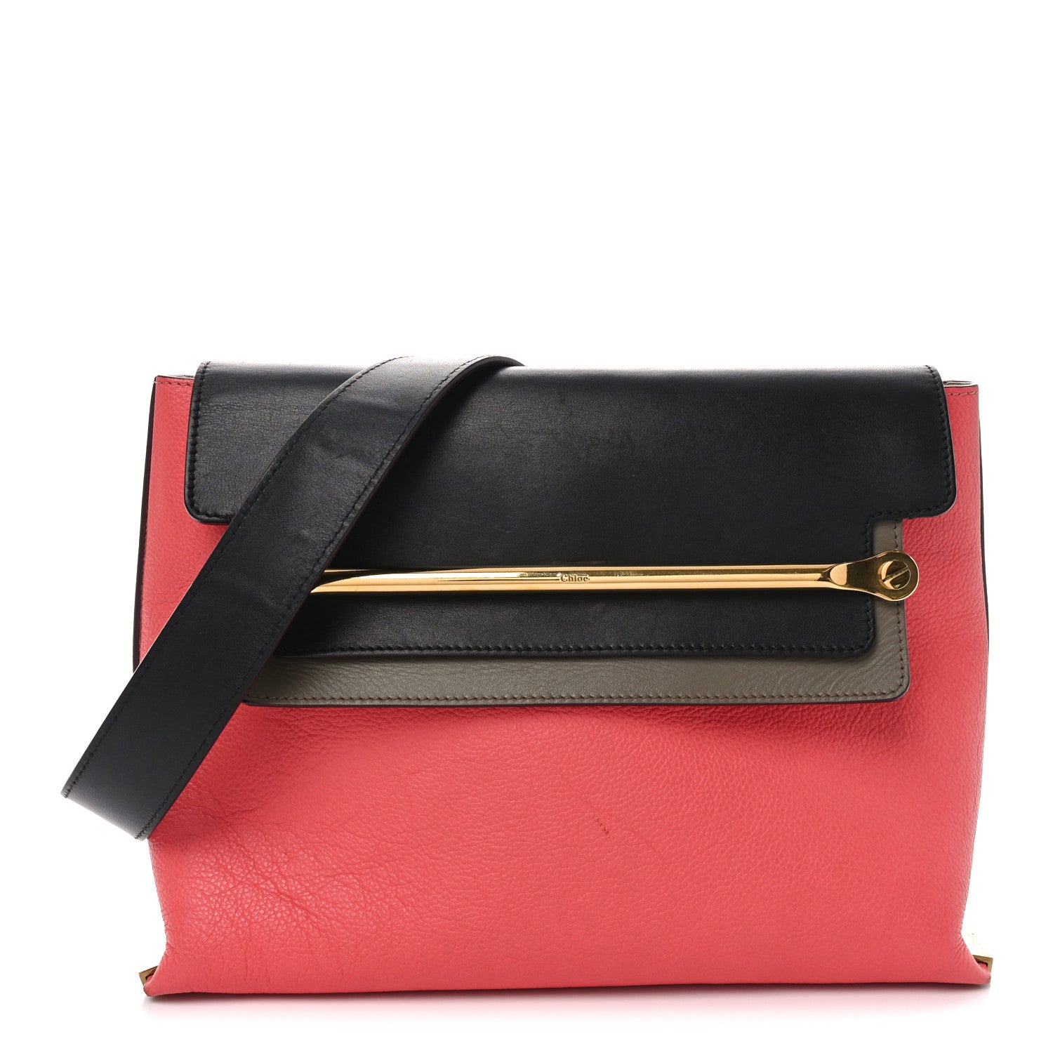 Calfskin Medium Clare Shoulder Bag Tan Pink Black