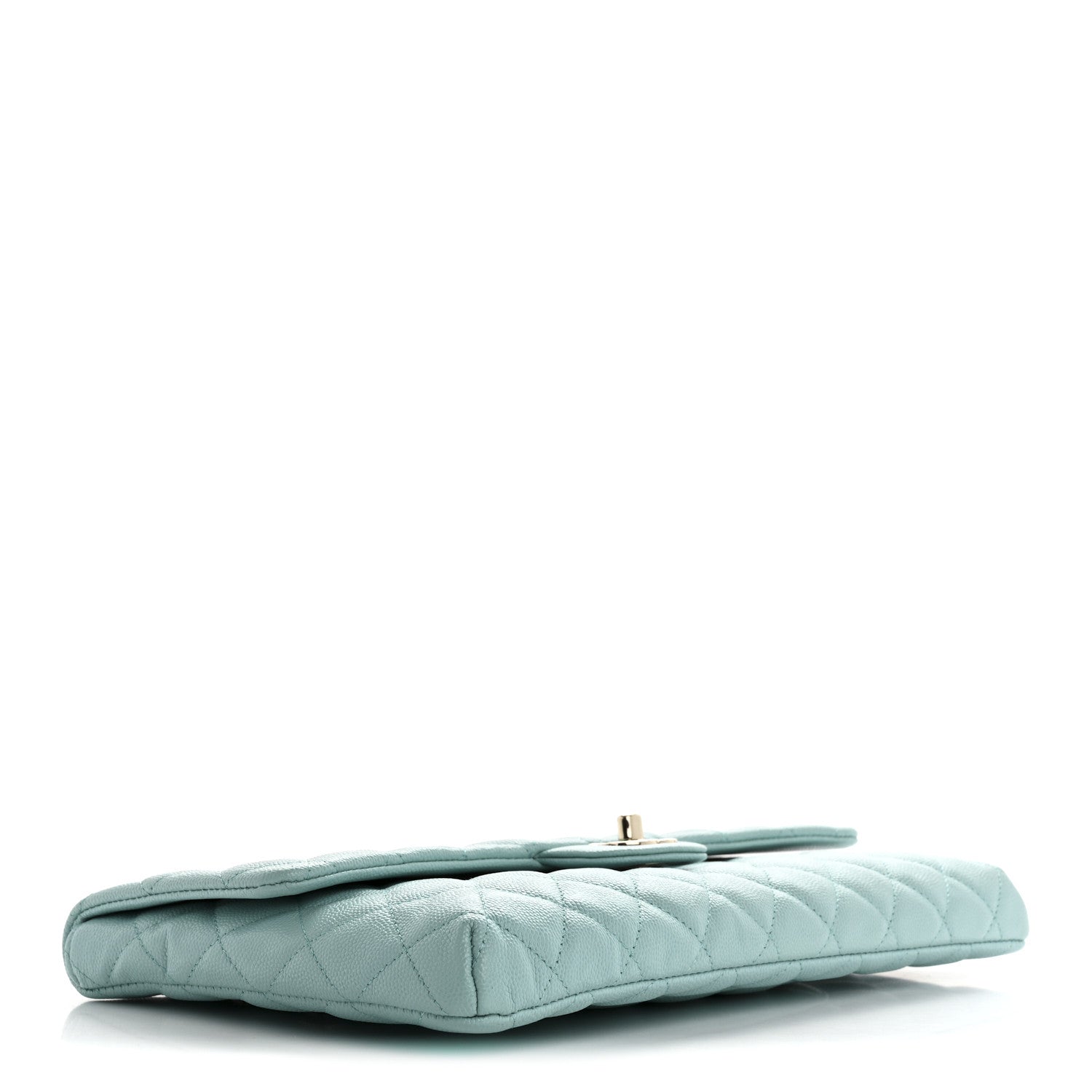 Caviar Quilted Flap Clutch Light Blue