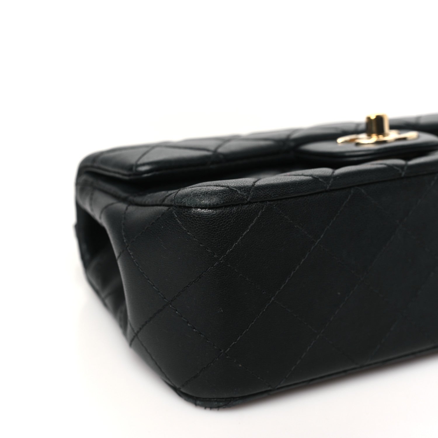 Lambskin Quilted Mini Rectangular Flap Black