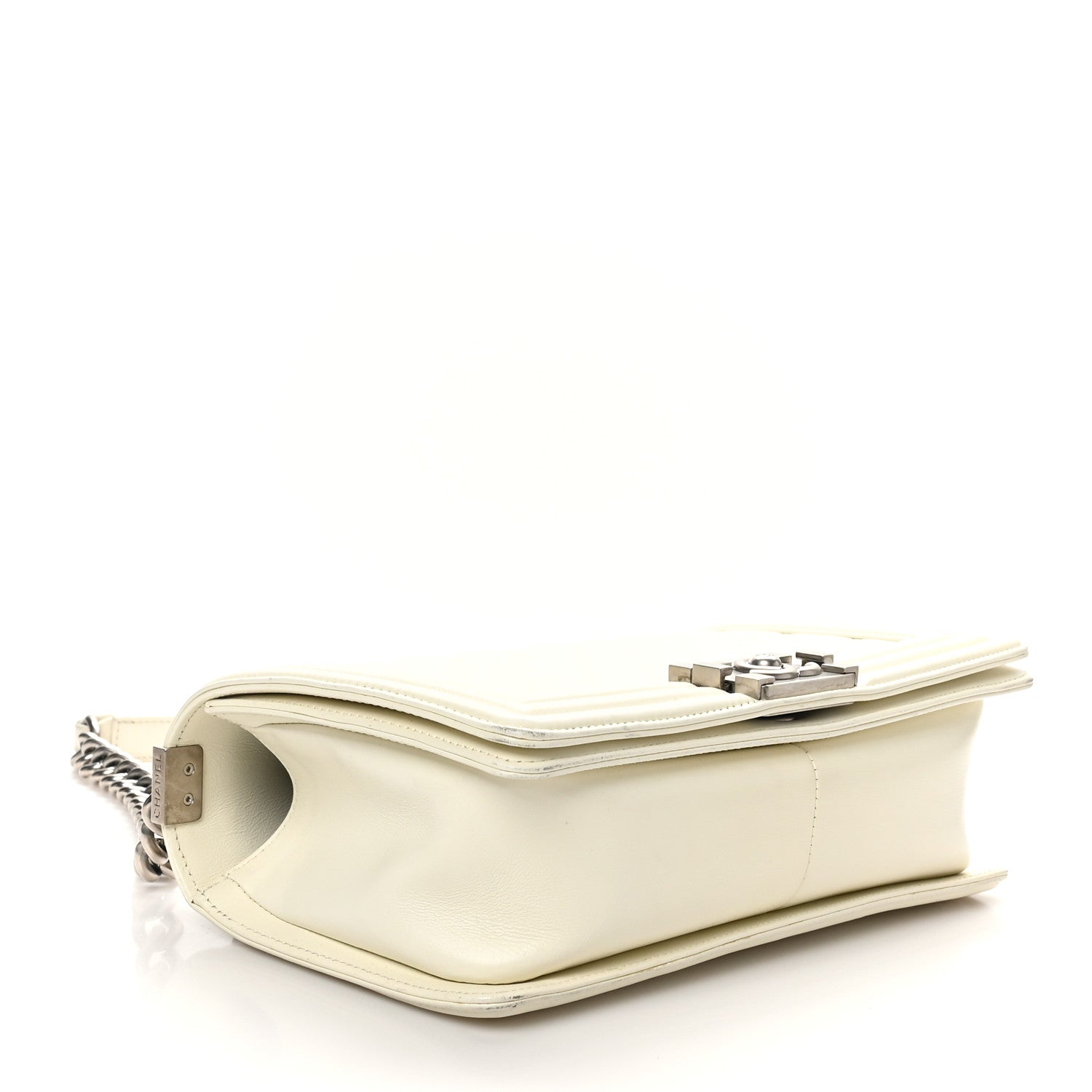 Calfskin Quilted Medium Boy Flap White