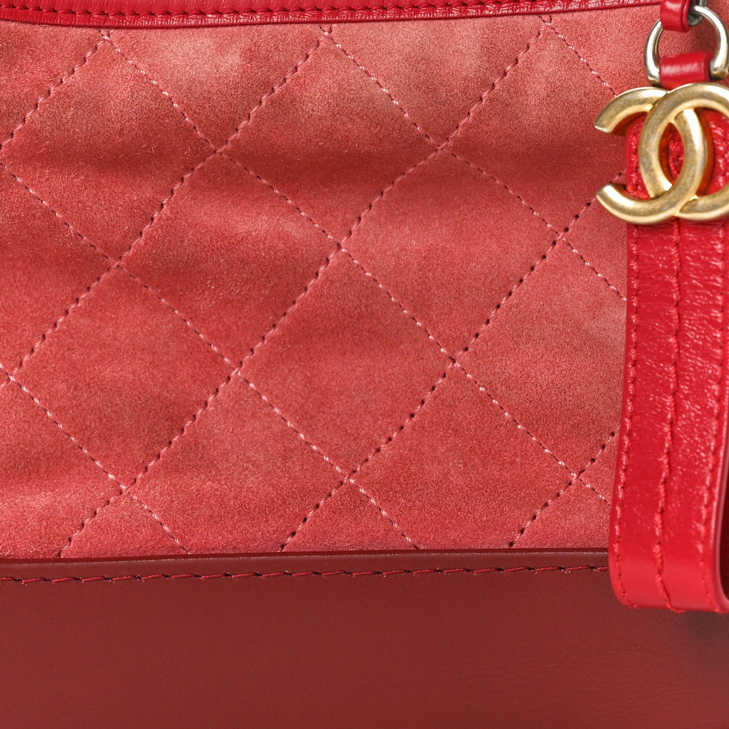 Suede Quilted Small Gabrielle Hobo Red