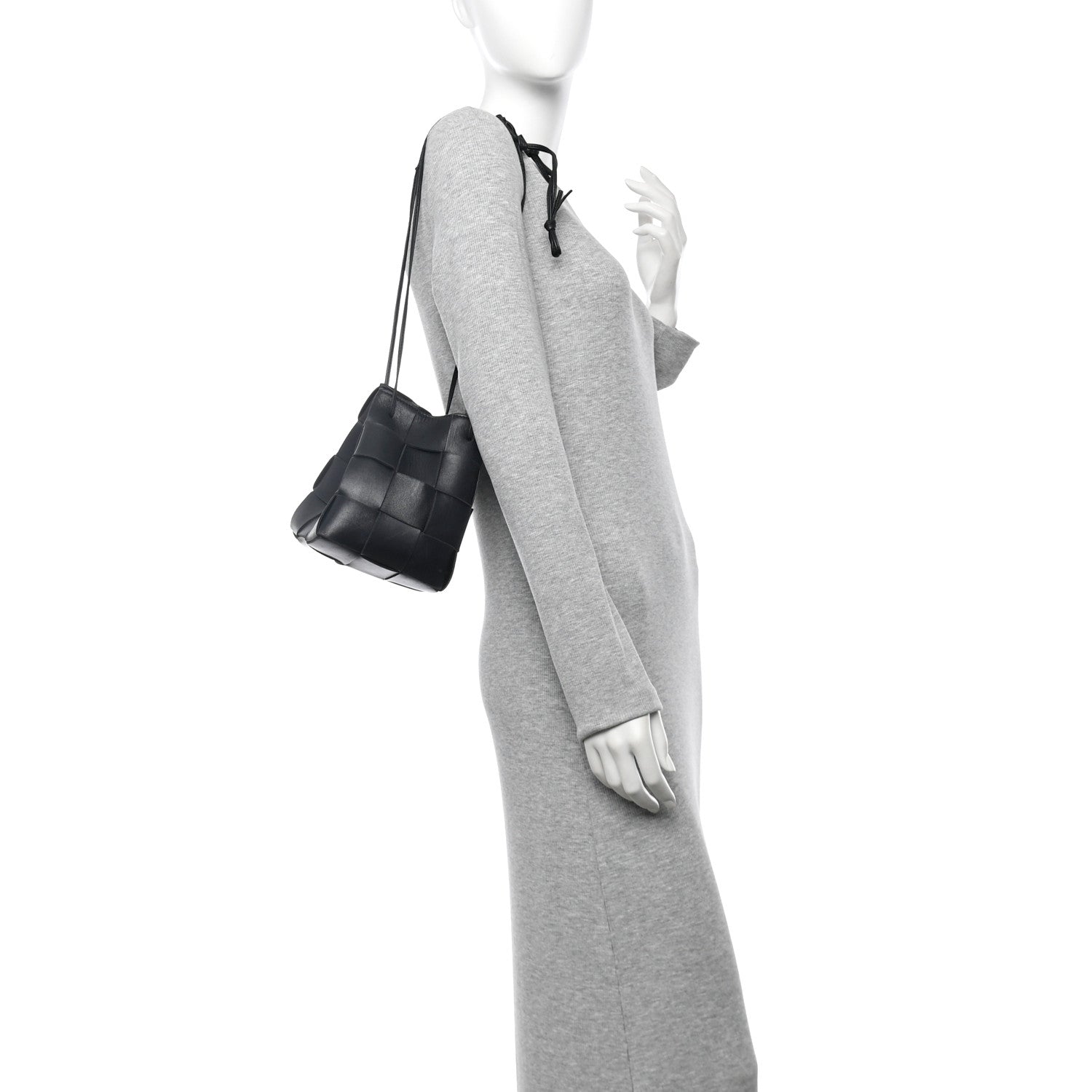 Nappa Maxi Intrecciato Cassette Bucket Bag Black