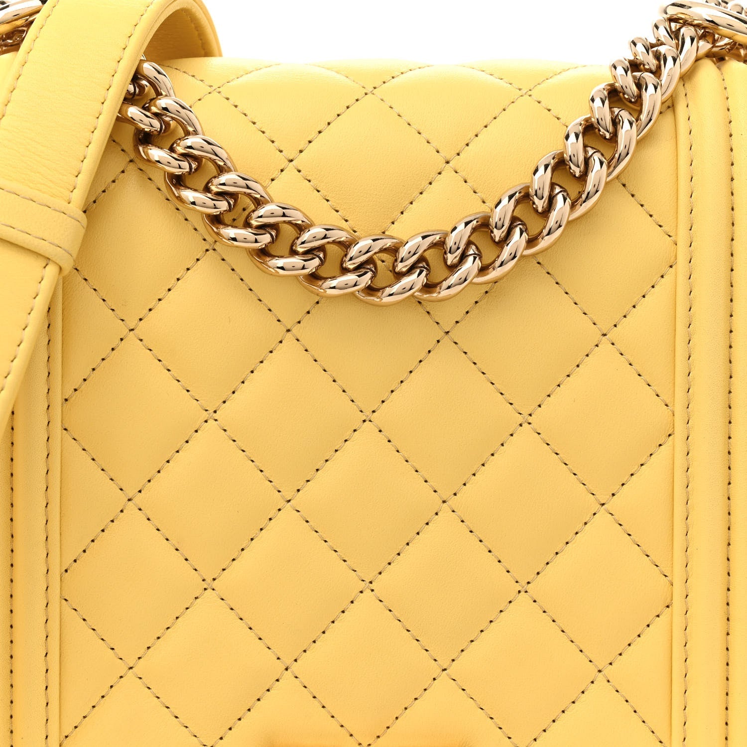 Lambskin Quilted North South Boy Flap Yellow