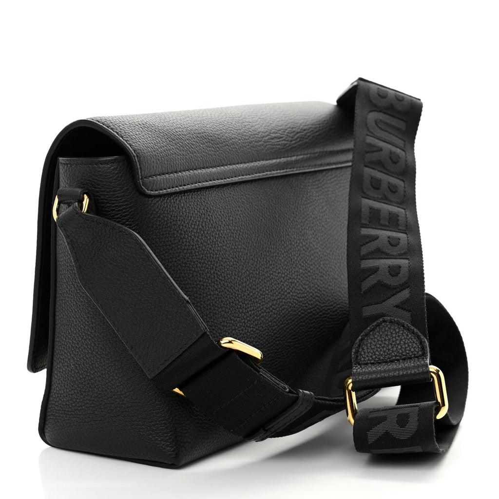 Grainy Calfskin Vintage Check Note Crossbody Bag Black