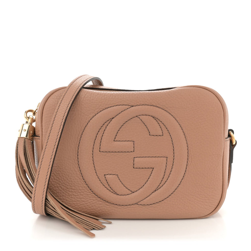 Pebbled Calfskin Small Soho Disco Bag Camelia