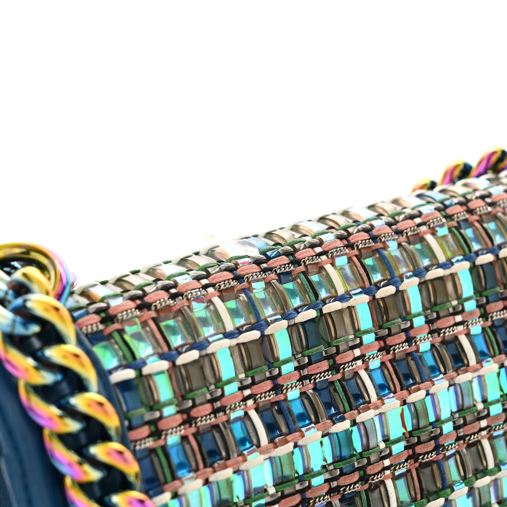 PVC Thread Woven Medium Boy Flap Dark Blue