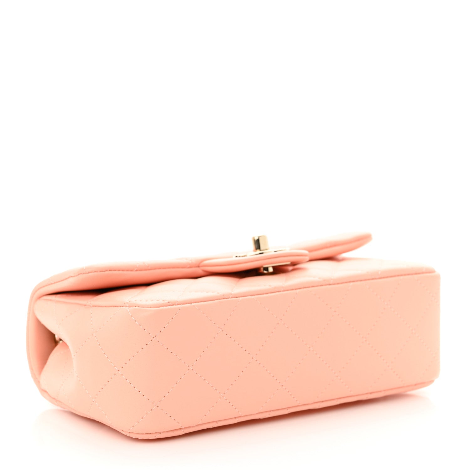 Lambskin Quilted Mini Rectangular Flap Light Pink