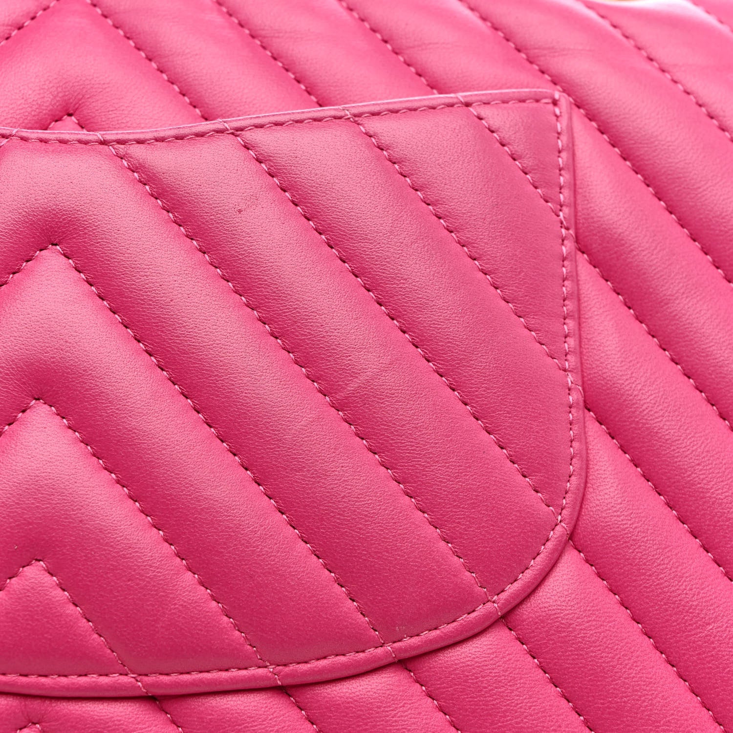 Lambskin Chevron Quilted Medium Double Flap Dark Pink