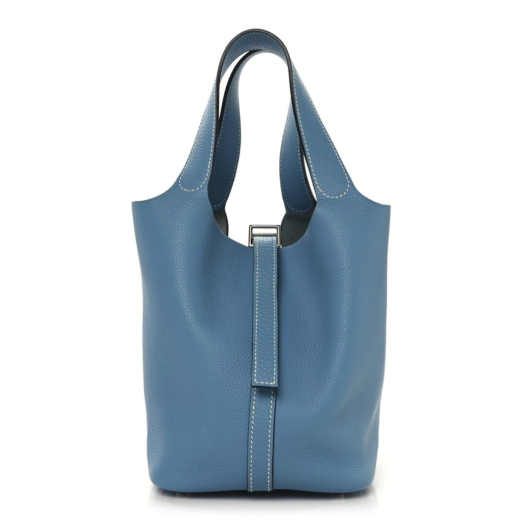 Taurillon Clemence Picotin Lock 18 PM Blue Jean