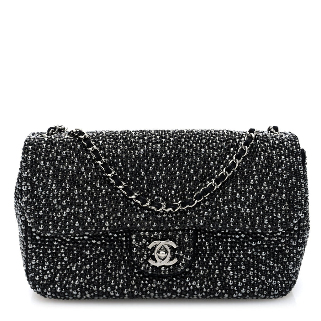 Suede Beaded Small Flap Dark Grey