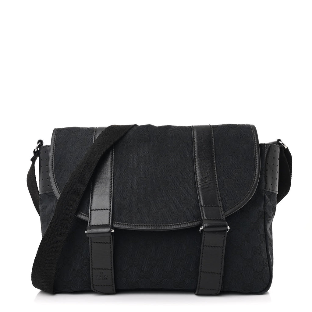 Monogram Medium Double Buckle Flap Messenger Bag Black