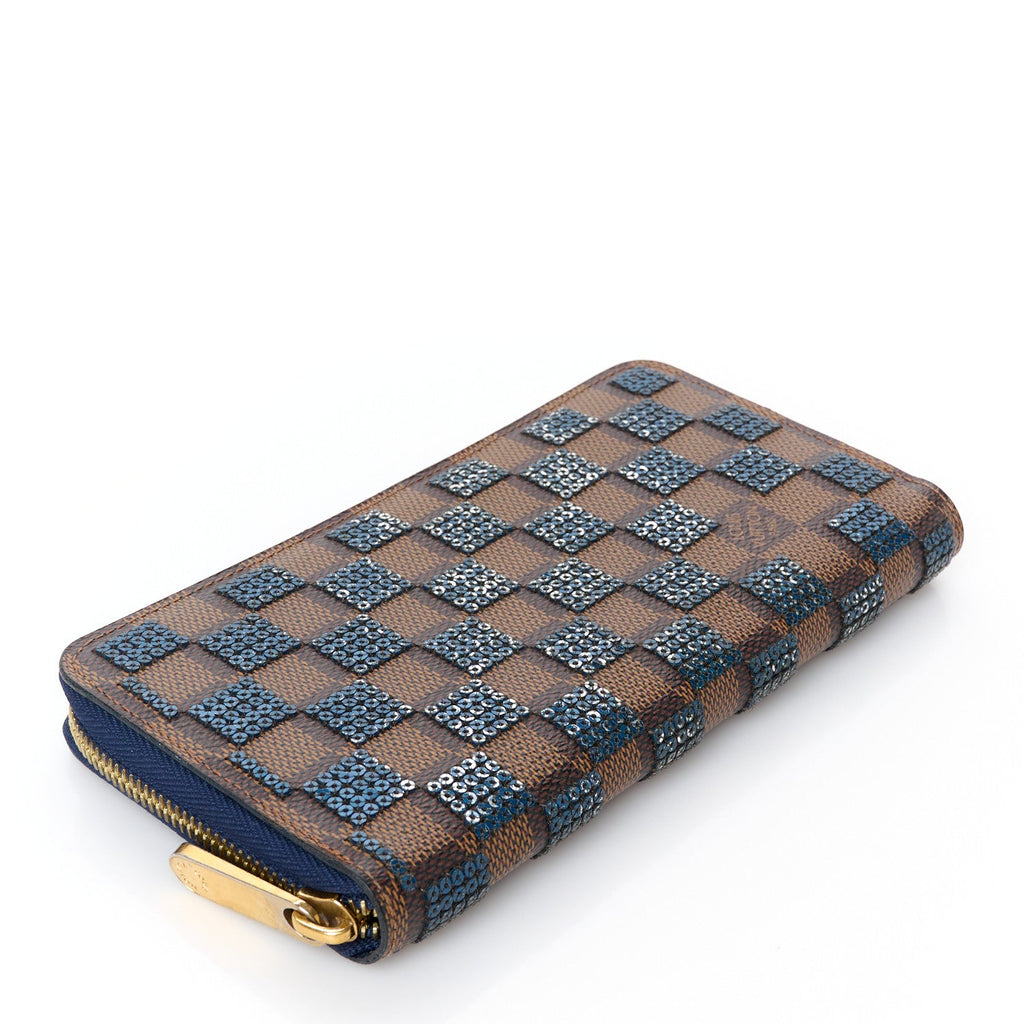 Damier Paillettes Zippy Wallet Blue